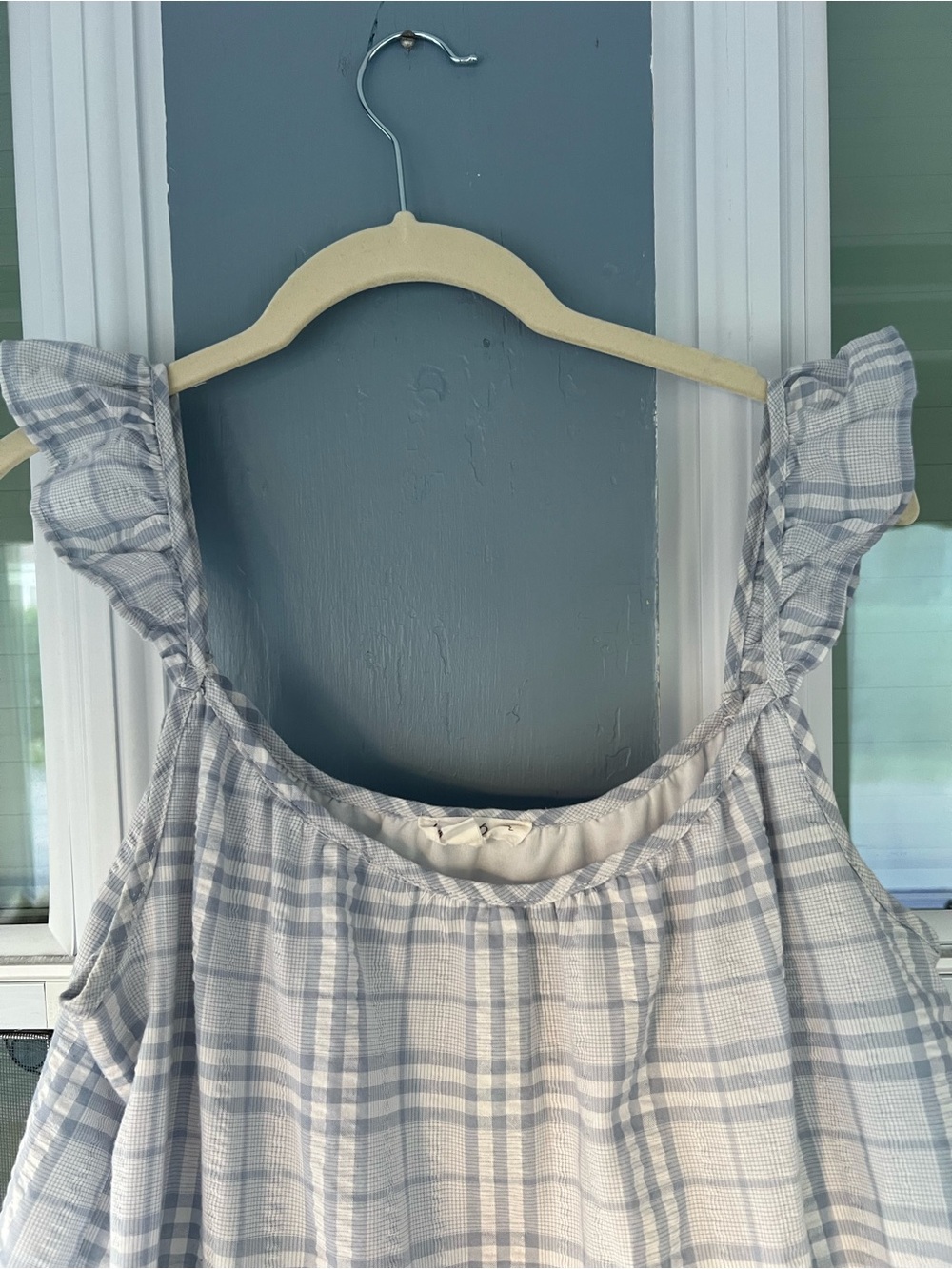 Pastel Plaid Tiered Maxi Dress - Peach, Mint & White - Picture 3 of 5